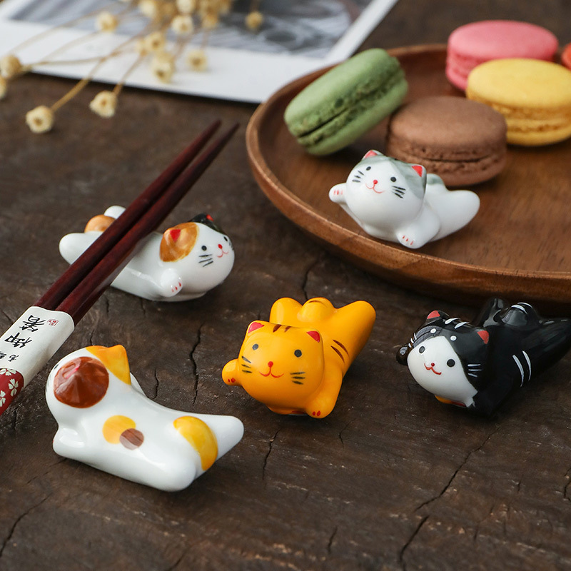 Kitchen Appliances Rack - Fliegende Katze Keramik-Stäbchenhalter im japanischen Stil,