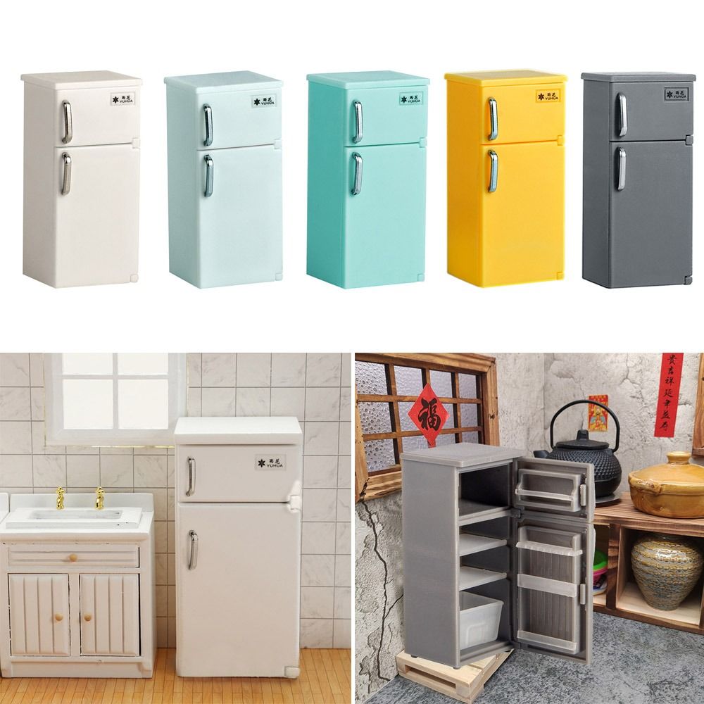 Kitchen Appliances List - Miniatur-Kühlschrank aus Kunststoff, Modell 1:24, mehrfarbig,