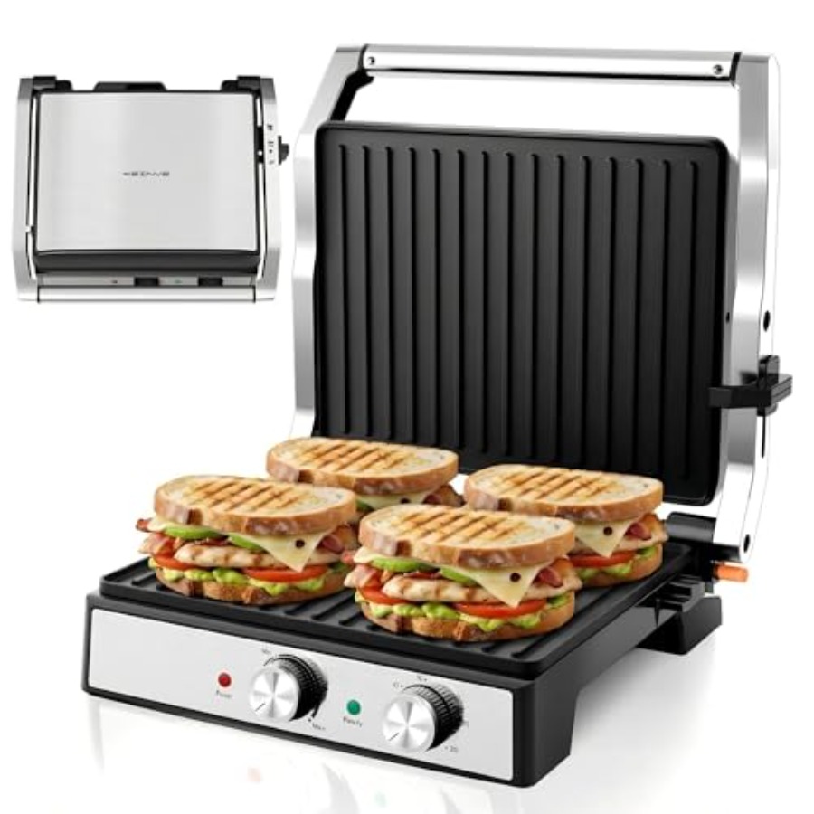 Sandwich Press Grill - Panini-Grill mit Temperatur- und Zeiteinstellung für