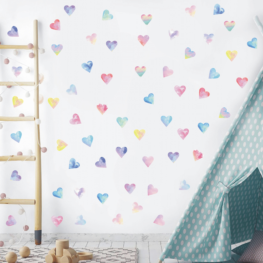 Kitchen Appliances Design - Bunte Herzen Paar-Wandaufkleber Küche Schlafzimmer Aquarell-Herzen