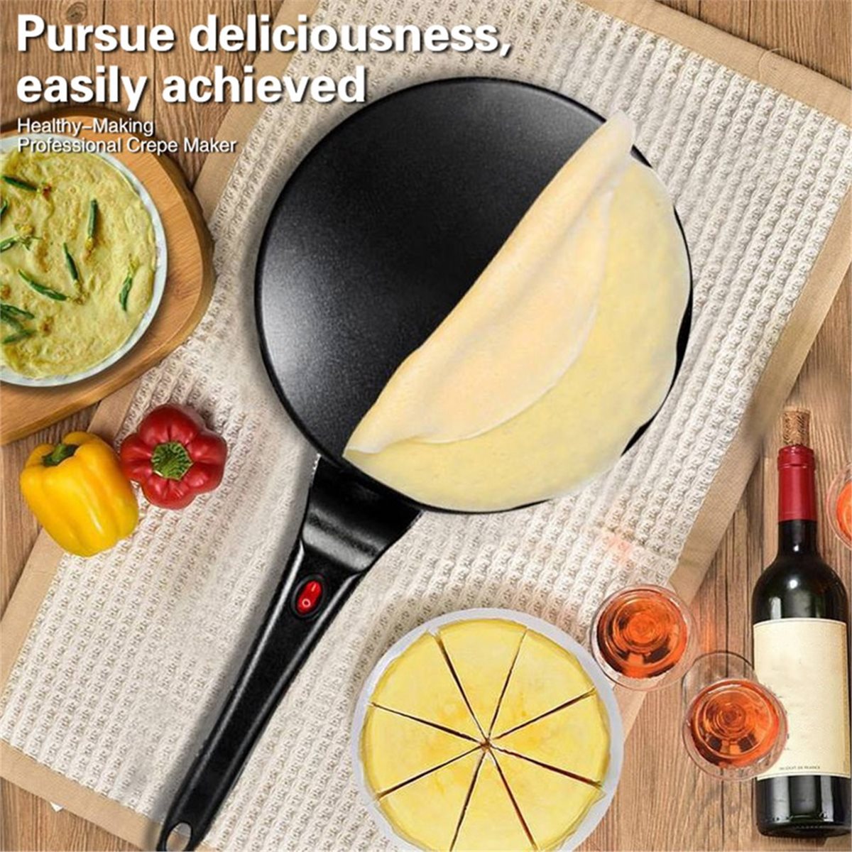 Crepe Maker Non Stick - M10K Crêpe-Maker Elektrisch, Antihaft-Crêpepfanne mit Teigverteiler