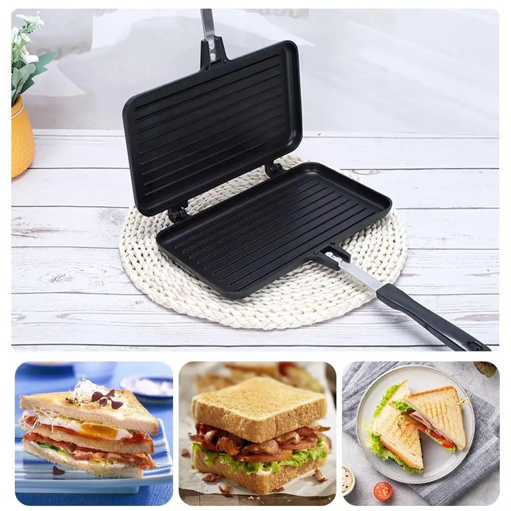 Sandwich Press Grill - Doppelseitige Bratpfanne Antihaft-Sandwich maschine Waffel pfannkuchen