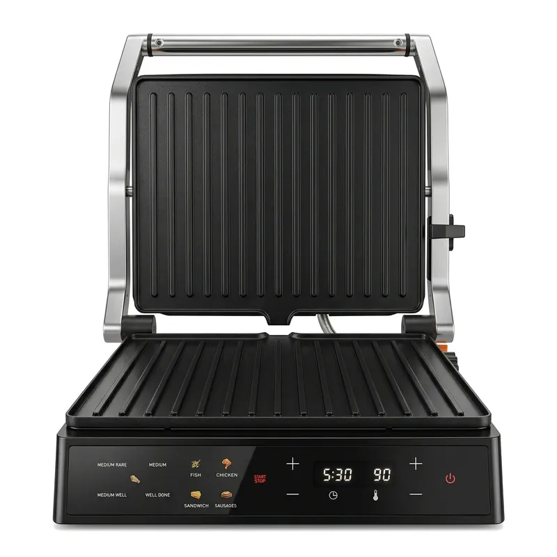 Sandwich Press Grill - 2000W Elektrischer Grill Panini-Presse mit Touchscreen-Temperaturregelung